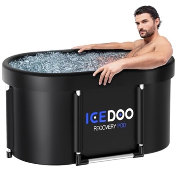 Upgrade XL 129 Gal Large Oval Ice Bath Tub for Athletes,Multiple Layered Portable Outdoor Cold Plung...