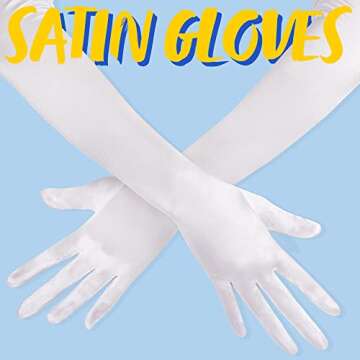 Spooktacular Creations Long Opera Party Gloves, 20s Satin Dress White Gloves for Women, Silk Gloves ...