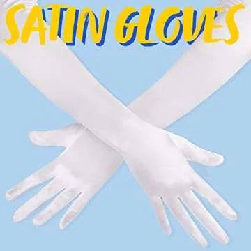 Spooktacular Creations Long Blue Satin Opera Gloves for Women - 21 inches, Stylish & Versatile