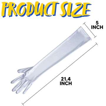 Spooktacular Creations Long Opera Party Gloves, 20s Satin Dress White Gloves for Women, Silk Gloves Stretchy Elbow Length Gloves Bridal Dress, 21 inches
