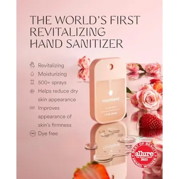Touchland Glow Mist Revitalizing Hand Sanitizer Spray, Rosewater scented, 500-Sprays each, 1FL OZ