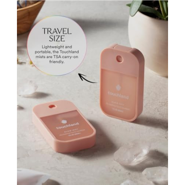 Touchland Glow Mist Revitalizing Hand Sanitizer Spray, Rosewater scented, 500-Sprays each, 1FL OZ