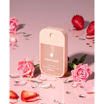 Touchland Glow Mist Revitalizing Hand Sanitizer Spray, Rosewater scented, 500-Sprays each, 1FL OZ