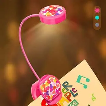Vekkia Cute Rechargeable Book Light, Eye-Care Clip on Reading Lights for Reading in Bed, 3 Colors & ...