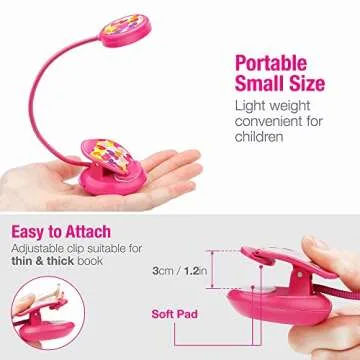 Vekkia Cute Rechargeable Book Light, Eye-Care Clip on Reading Lights for Reading in Bed, 3 Colors & 3 Brightness, 1.8oz Light Weight, Up to 40 Hours Reading, Great Gifts for Kids & Readers (Rose Red)