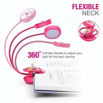 Vekkia Cute Rechargeable Book Light, Eye-Care Clip on Reading Lights for Reading in Bed, 3 Colors & 3 Brightness, 1.8oz Light Weight, Up to 40 Hours Reading, Great Gifts for Kids & Readers (Rose Red)