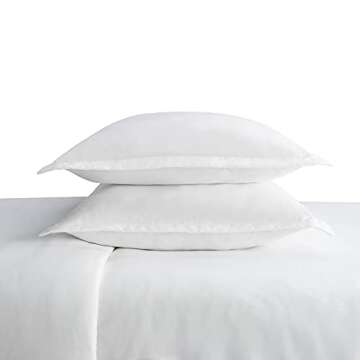 SERTA Simply Clean Ultra Soft Hypoallergenic Stain Resistant 3 Piece Solid Duvet Cover Set, White, K...