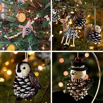 20-Piece Snow Tipped Real Natural Dried Pine Cones Frosted Pinecones Ornaments 2" - 3" Tall for Home Decor Christmas Winter Xmas Rustic Country Decoration