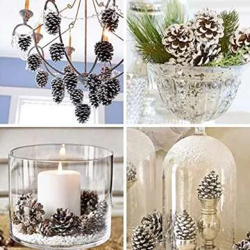 20-Piece Snow Tipped Real Natural Dried Pine Cones Frosted Pinecones Ornaments 2" - 3" Tall for Home Decor Christmas Winter Xmas Rustic Country Decoration