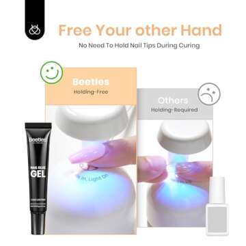 Beetles Gel X Nail Glue Gel 20g Solid Nail Glue Gel, 3 in 1 Soft Nail Tips Glue Gel Super Strong for Acrylic Nails Extension Fake Nails Art Rhinestone Glue Gel Uv Soak Off Nail Gel Long Lasting