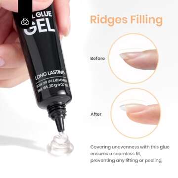 Beetles Gel X Nail Glue Gel 20g Solid Nail Glue Gel, 3 in 1 Soft Nail Tips Glue Gel Super Strong for Acrylic Nails Extension Fake Nails Art Rhinestone Glue Gel Uv Soak Off Nail Gel Long Lasting