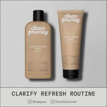 cleanjourney Clarify Refresh Detox Hair Shampoo, EWG Verified, Infused with Tea Tree Oil and Biotin, For Oily Hair + Buildup, Clean Ingredients, Vegan, Fresh Scent, 12 Fl Oz