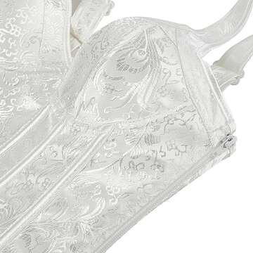 Women's Gothic Jacquard Shoulder Straps Tank Overbust Corset Bustiers Large White