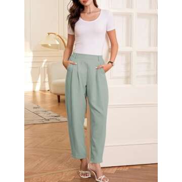 EVALESS Women’s Stylish Wide Leg Pants for Work and Casual Wear