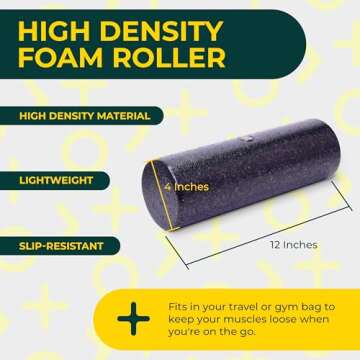 Deep Recovery Firm Density, Hard Foam Roller - Travel Size Back Roller Foam for Back Pain, Legs, Shoulders - Exercise Roller Foam - Deep Tissue Massage Roller - Yoga Roller for Myofascial Release