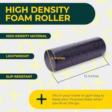 Deep Recovery Firm Density, Hard Foam Roller - Travel Size Back Roller Foam for Back Pain, Legs, Shoulders - Exercise Roller Foam - Deep Tissue Massage Roller - Yoga Roller for Myofascial Release
