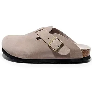 guoluofei Clogs for Women, Womens Clogs- Mules House Slipers with Arch Support and Adjustable Buckle Apricot