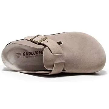 guoluofei Clogs for Women, Womens Clogs- Mules House Slipers with Arch Support and Adjustable Buckle Apricot