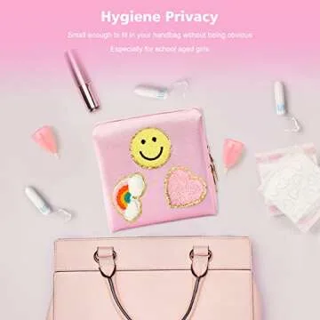 airogym Period Bag for Women, Sanitary Napkin Storage Bag, Functional PU Leather Sanitary Pad Bags for Panty Liners, Tampons, Menstrual Cup Pouches, Sanitary Pads Organizer with Zipper