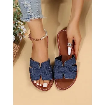GORGLITTER Women's Denim Sandals for Ultimate Comfort