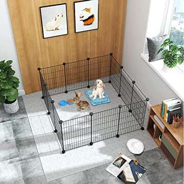 C&AHOME Pet Playpen, Small Animals Supplies, 12 Panels Exercise Playpens Cage, C Grids Portable Yard...