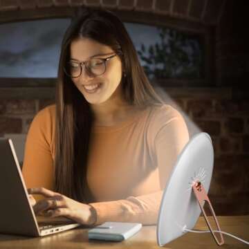 Comfytemp LED Bright White Light Therapy Lamp with 10,000 Lux, 3 Color Temperature & 4 Brightness Level & Timer, Full Spectrum Light Perfect for Home, Office, School Relaxation