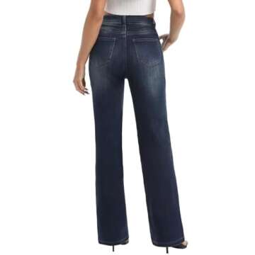 ETTELO Jeans for Women High Waist Straight Stretch Fashion Casual 2024 Jeans