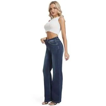 ETTELO Jeans for Women High Waist Straight Stretch Fashion Casual 2024 Jeans
