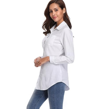 Stylish Fuinloth Women's Chambray Button Down Shirt