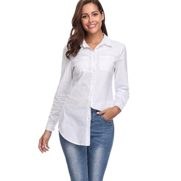Stylish Fuinloth Women's Chambray Button Down Shirt