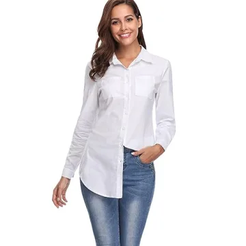 Stylish Fuinloth Women's Chambray Button Down Shirt