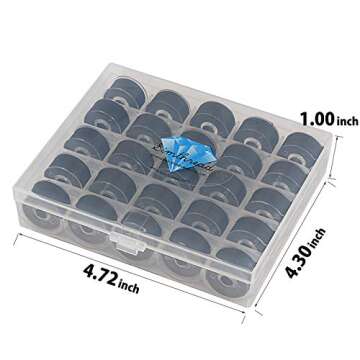 Simthread 25pcs Black Prewound Bobbin Thread Size A Class 15 (SA156) 60WT with Clear Storage Plastic...