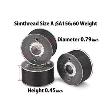 Simthread 25pcs Black Prewound Bobbin Thread Size A Class 15 (SA156) 60WT with Clear Storage Plastic Case Box 70D/2 for Brother Embroidery Thread Sewing Thread Machine DIY