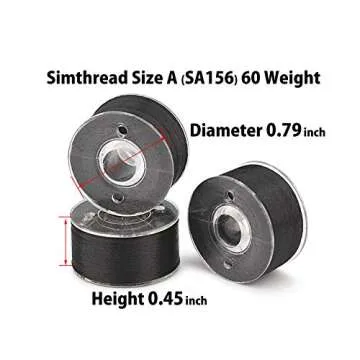 Simthread 25pcs Black Prewound Bobbin Thread Size A Class 15 (SA156) 60WT with Clear Storage Plastic Case Box 70D/2 for Brother Embroidery Thread Sewing Thread Machine DIY