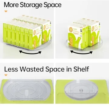 LAMU Lazy Susan Organizer for Refrigerator 15.4''x11'' Turntable Organizer for Fridge, Cabinet, Pantry, Kitchen Bathroom Vanity Makeup Refrigerator Organizers and Storage, Clear, Rectangle,1Pack