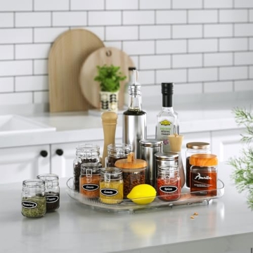 LAMU Lazy Susan Organizer for Refrigerator 15.4''x11'' Turntable Organizer for Fridge, Cabinet, Pantry, Kitchen Bathroom Vanity Makeup Refrigerator Organizers and Storage, Clear, Rectangle,1Pack