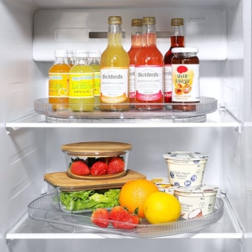 LAMU Lazy Susan Organizer for Refrigerator 15.4''x11'' Turntable Organizer for Fridge, Cabinet, Pantry, Kitchen Bathroom Vanity Makeup Refrigerator Organizers and Storage, Clear, Rectangle,1Pack