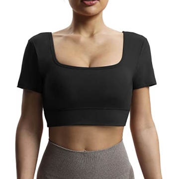 Stylish Aoxjox Women’s Short Sleeve Crop Top for Workouts