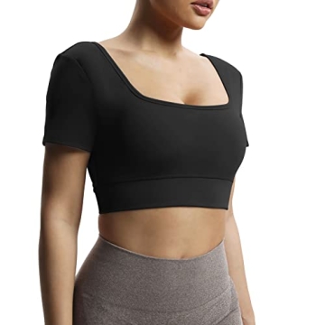 Aoxjox Short Sleeve Crop Top for Stylish Workouts
