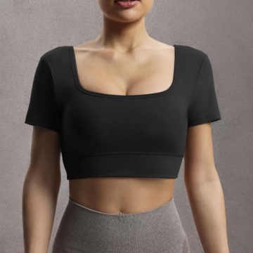 Aoxjox Short Sleeve Crop Top for Stylish Workouts