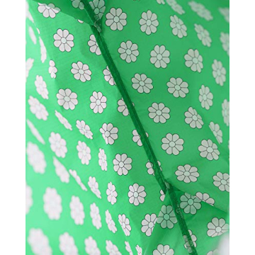 BAGGU Standard Reusable Shopping Bag, Ripstop Nylon Grocery Tote or Lunch Bag, Green Daisy