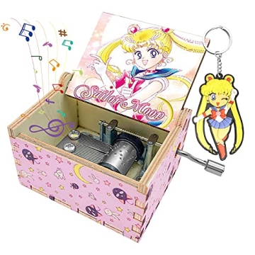 Sailor Moon Wooden Hand Crank Music Box for Fans and Kids