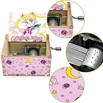 Sailor Moon Wooden Hand Crank Music Box for Fans and Kids