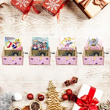 Sailor Moon Wooden Hand Crank Music Box for Fans and Kids
