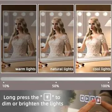 Hansong Vanity Mirror with Lights and Speaker22''x18'' Hollywood Makeup Mirror with 15 LED Bulbs Lighted Vanity Nakeup Mirror 3 Lighting Modes 10X Magnification White