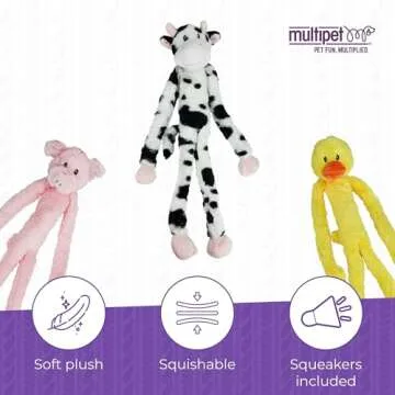 Multipet Swingin' Slevin Cow - Plush Dog Toy with Squeakers