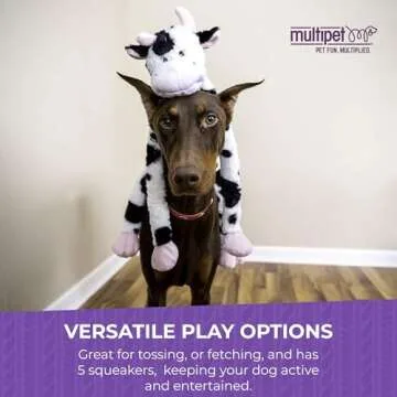 Multipet Swingin' Slevin Cow - Plush Dog Toy with Squeakers