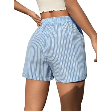 OYOANGLE Women's Summer Casual Striped Print Shorts