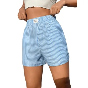 OYOANGLE Women's Summer Casual Striped Print Shorts