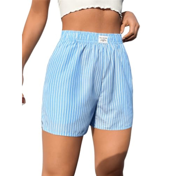 OYOANGLE Women's Summer Casual Striped Print Shorts